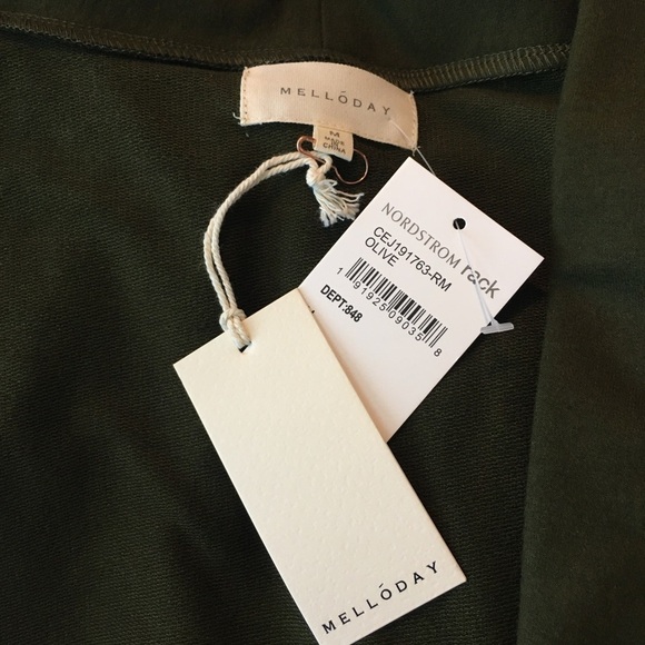 MelloDay Black Open Front Side Pockets Butter Super-Soft Olive Green Cardigan - Picture 4 of 6